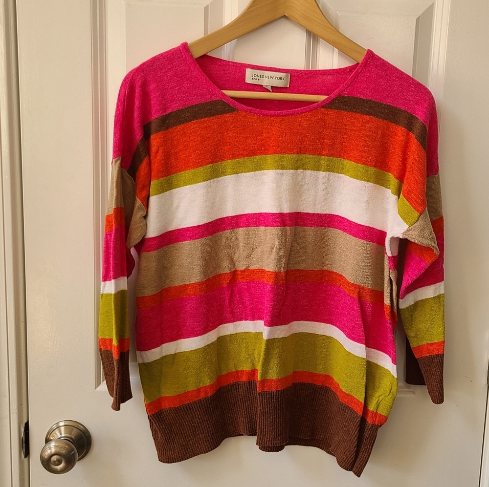 Jones New York L Women's Colorful Striped Sweater - Picture 3 of 13